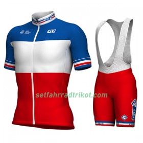 Fahrradbekleidung Radtrikot Kurzarm + Trägershorts 2017 FDJ Französische Meister Damen